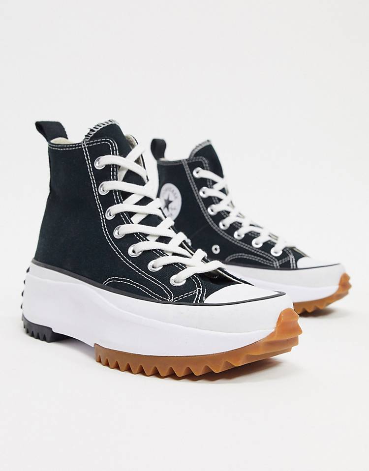 Converse Run Star Hike Hi canvas platform sneakers in black